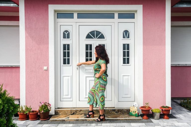 Woman in front of uPVC door